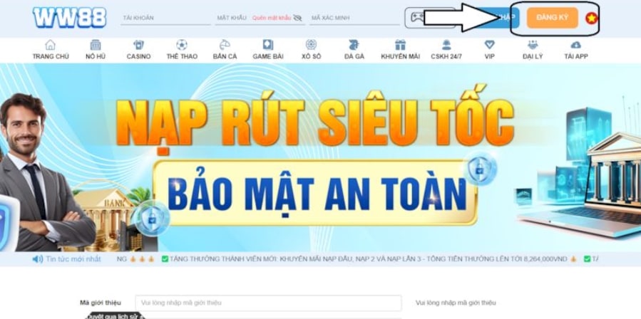 Đăng ký nạp – rút tiền tại nhà cái Ww88 nhanh chóng